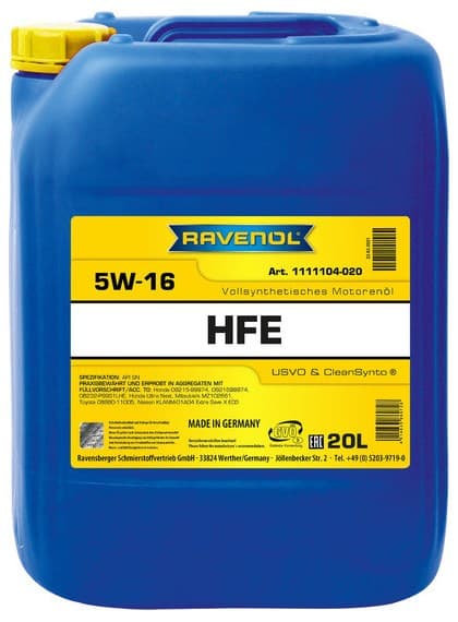 Моторное масло RAVENOL High Fuel Economy HFE SAE 5W-16 (20л)