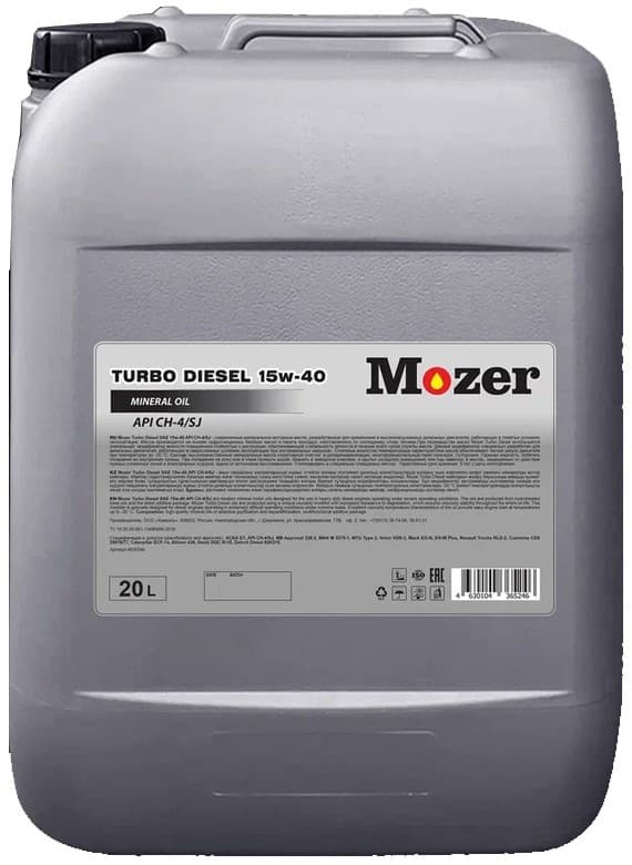 Масло MOZER 15/40 Turbo Diesel CH-4/SJ минеральное  20 л