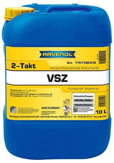 Моторное масло для 2-Такт RAVENOL VSZ Zweitaktoel Vollsynth.(10л)