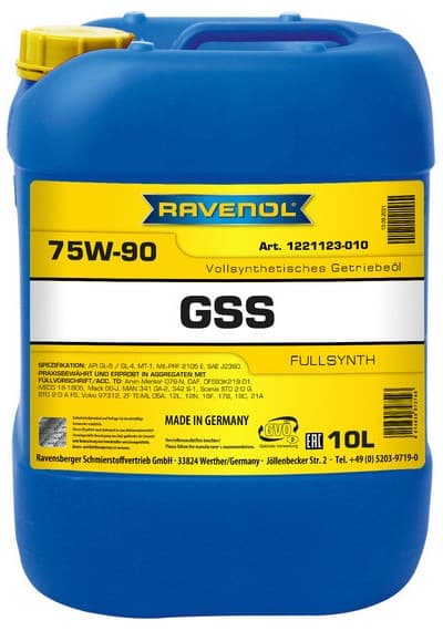 Трансмиссионное масло RAVENOL Gear Super Synth GSS SAE 75W-90 (10л)