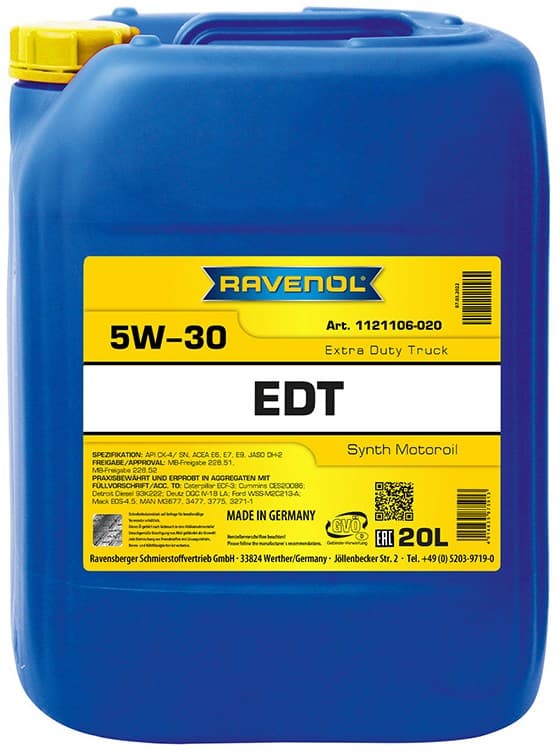 Моторное масло RAVENOL EDT Extra Duty Truck SAE 5W-30 (20л)