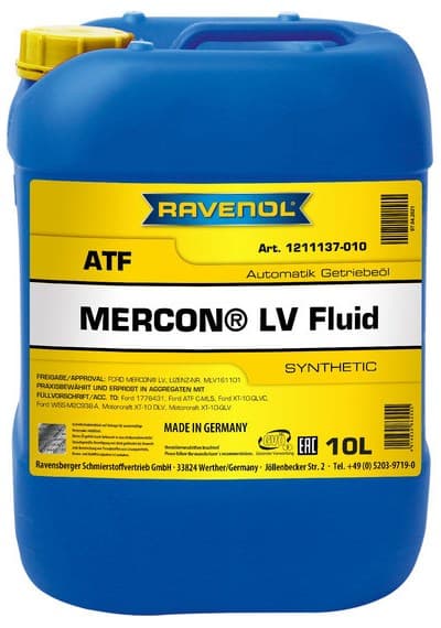 Трансмиссионное масло RAVENOL ATF Mercon LV Fluid (10л)