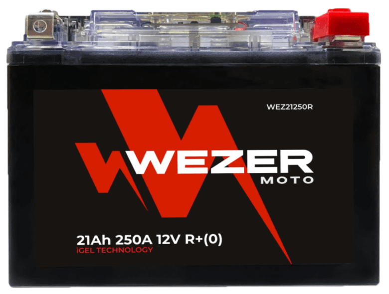 аккумуляторная батарея! 21Ah 250A (moto iGEL) +справа 205/90/159 WEZER арт. WEZ21250R