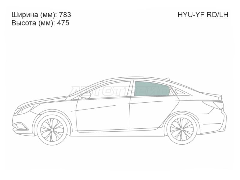 Стекло боковое опускное (Сзади / Слева / Цвет зеленый) Hyundai Sonata 09-14