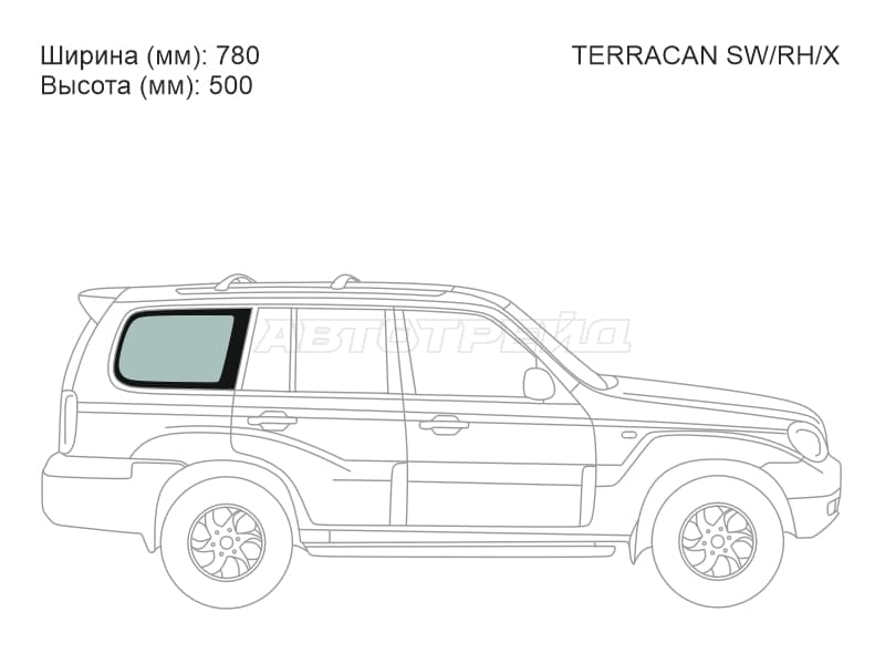 Стекло кузова боковое (не опускное) (Справа / Цвет зеленый) Hyundai Terracan 01-07