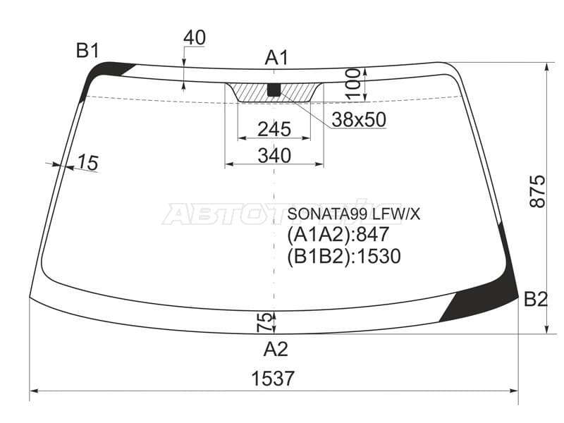 Стекло лобовое Hyundai Sonata 98-13  / Kia Optima 00-05