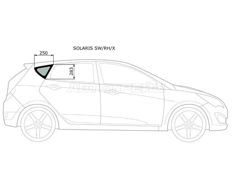 Стекло кузова боковое (не опускное) (Справа / Цвет зеленый) Hyundai Solaris 10-17  / Accent 11-17