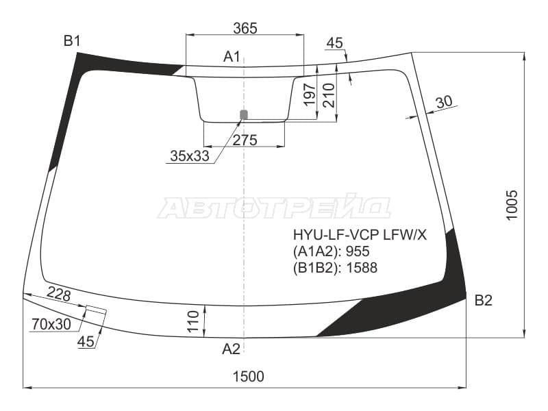 Стекло лобовое Hyundai Sonata 14-19
