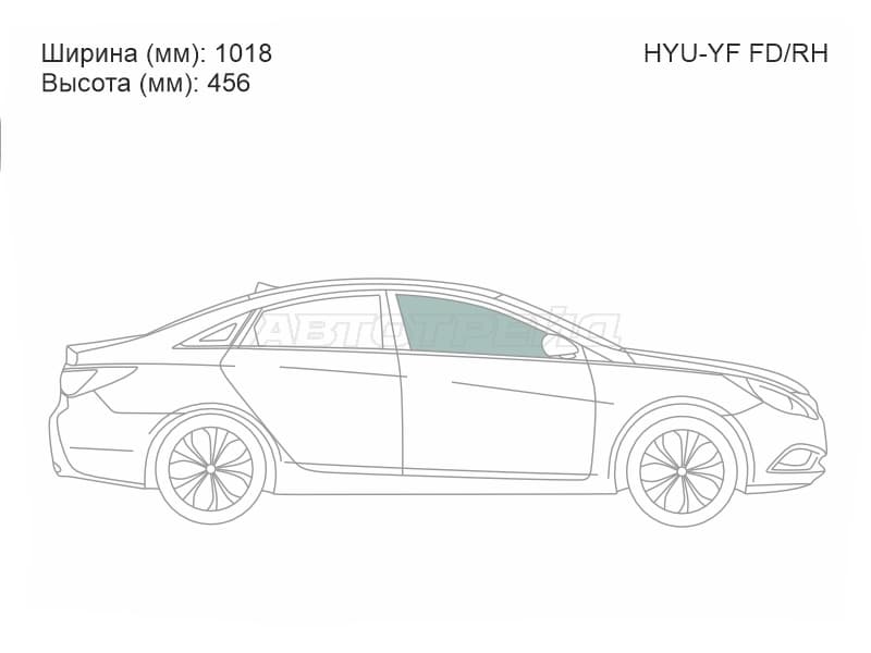Стекло боковое опускное (Спереди / Справа / Цвет зеленый) Hyundai Sonata 09-14