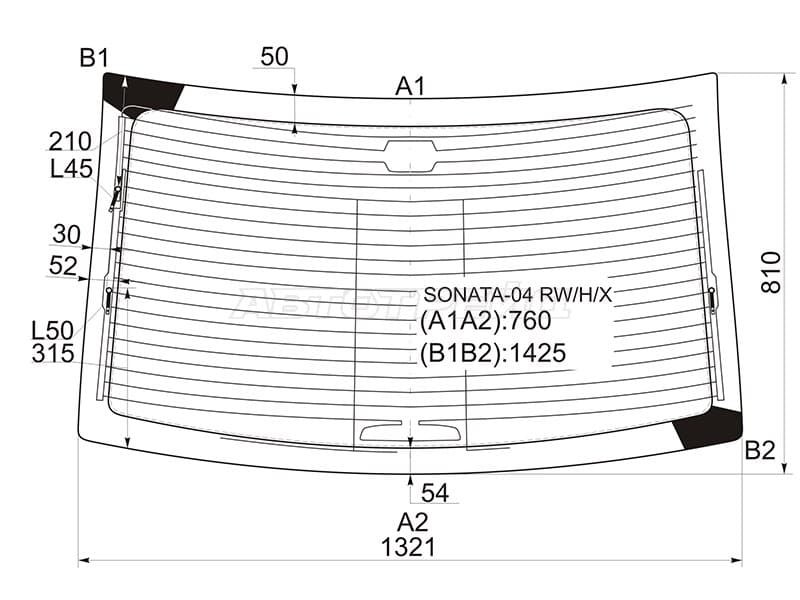 Стекло заднее (Цвет зеленый / Обогрев / Антенна) Hyundai Sonata 04-10