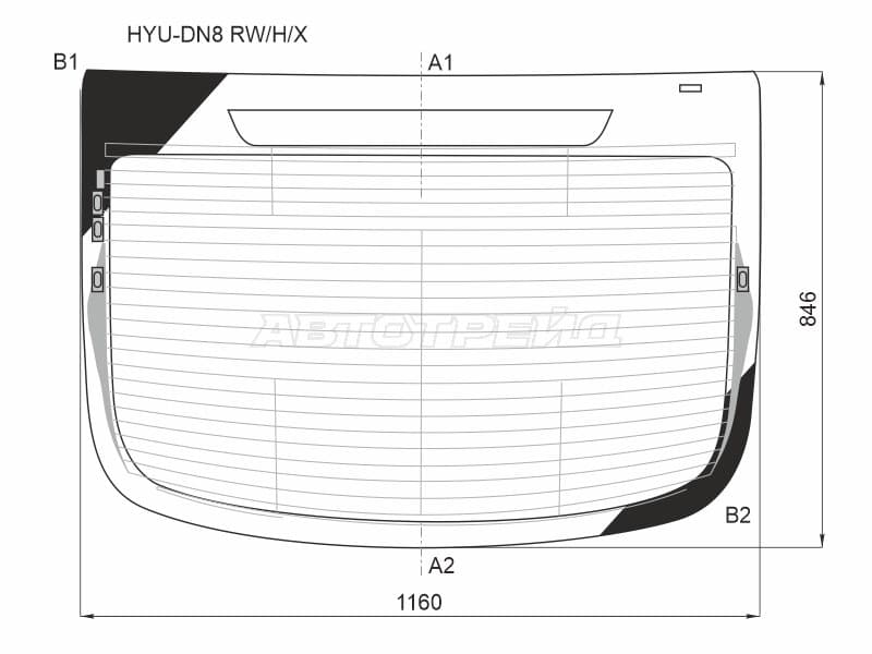 Стекло заднее (Цвет зеленый / Обогрев / Антенна) Hyundai Sonata 19-