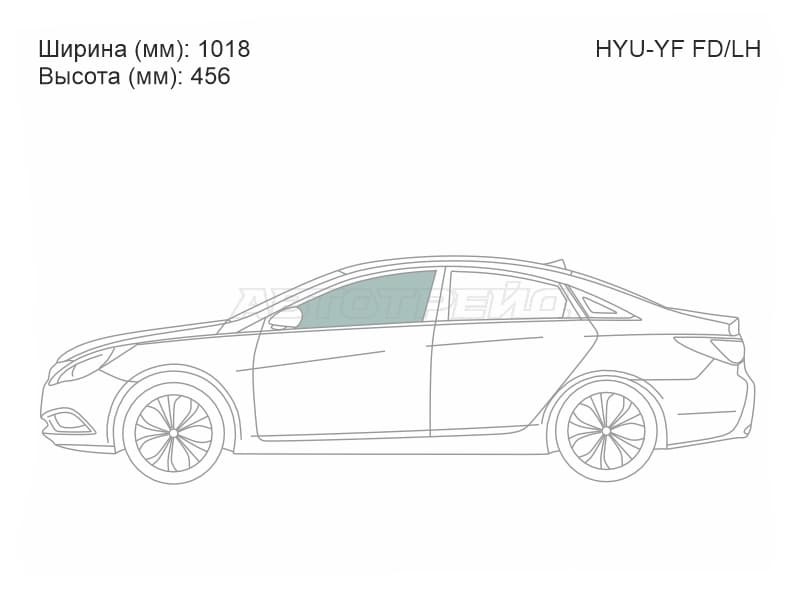 Стекло боковое опускное (Спереди / Слева / Цвет зеленый) Hyundai Sonata 09-14