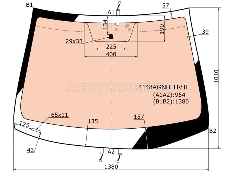 Стекло лобовое (Обогрев полный) Hyundai Solaris 10-17  / Kia Rio 11-17