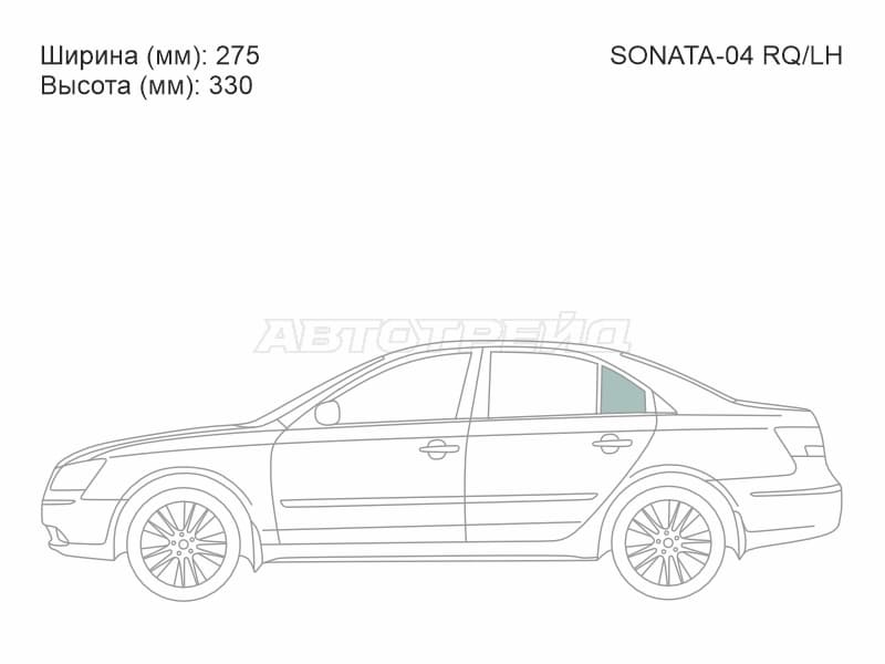 Стекло форточки (Сзади / Слева / Цвет зеленый) Hyundai Sonata 04-10