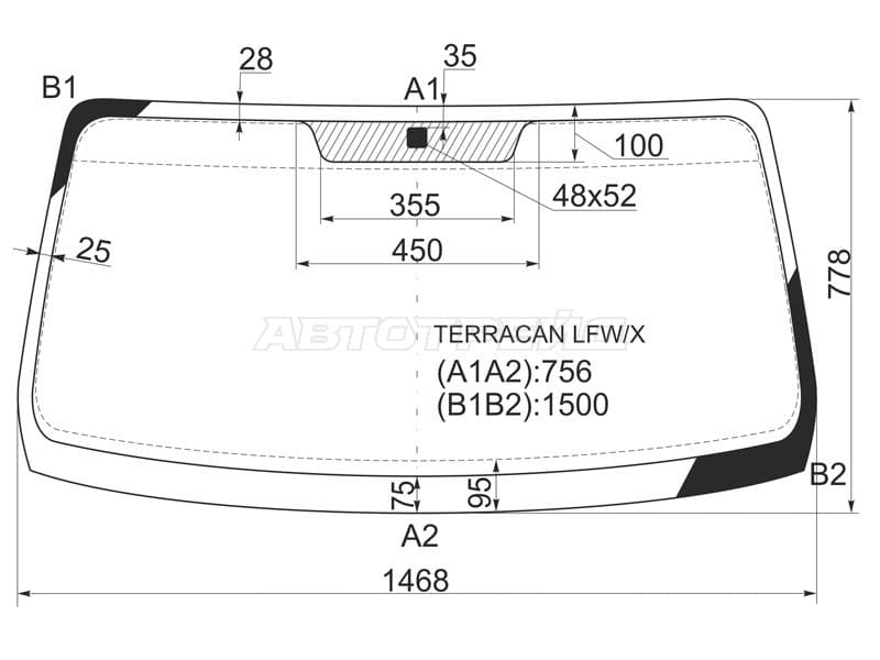 Стекло лобовое HYUNDAI TERRACAN 01-07