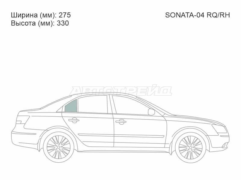 Стекло форточки (Сзади / Справа / Цвет зеленый) Hyundai Sonata 04-10